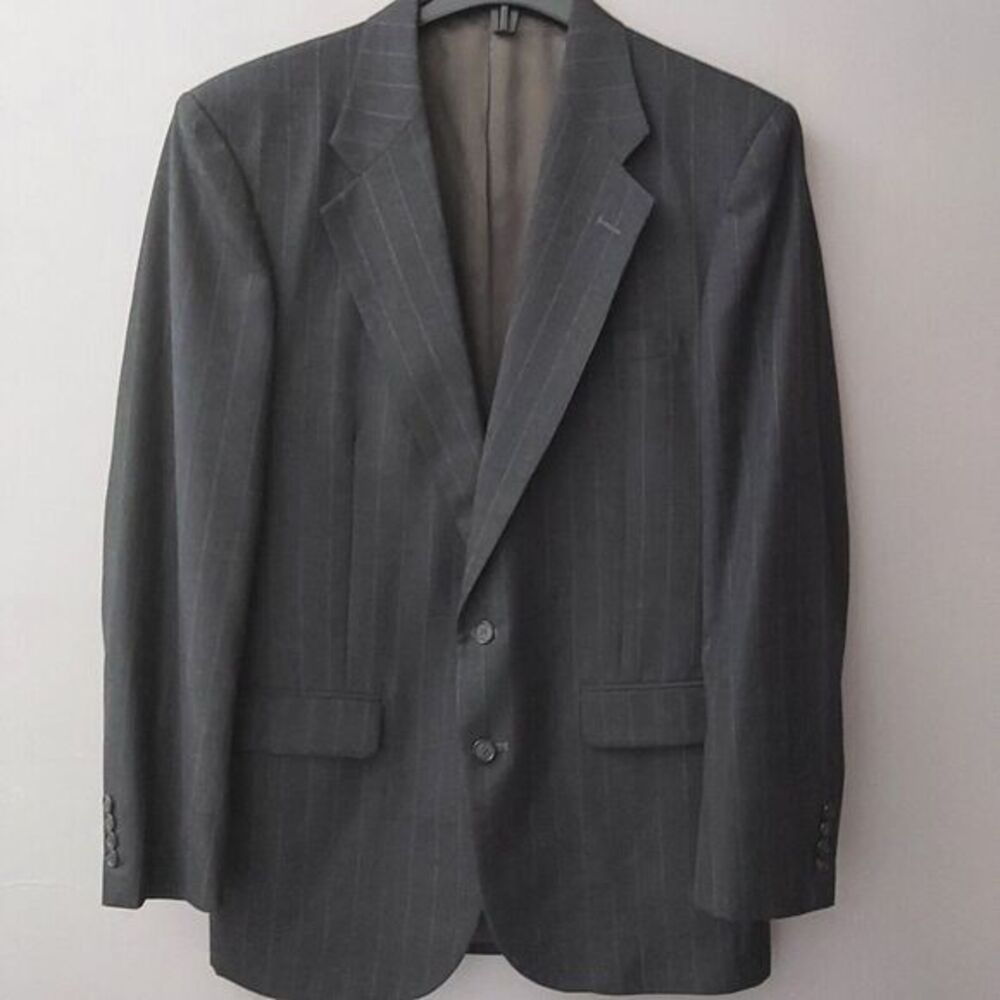 STANLEY BLACKER Charcoal Gray Men's‎ Pinstripe 2 Pc Suit Size 40L- Pants 34x31